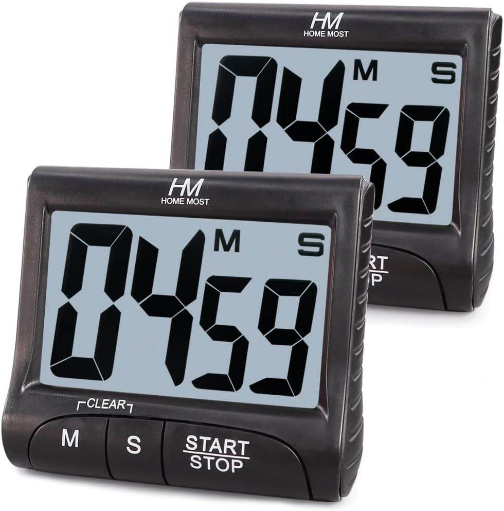 2-Pack Large Display Kitchen Timer - 3" Digital Timer Magnetic Back Loud Alarm
