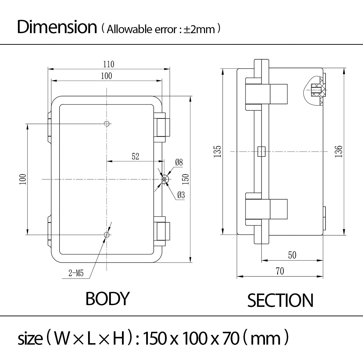 Junction Box, ABS Plastic, IP65 Waterproof Dustproof Universal Electrical Enc...