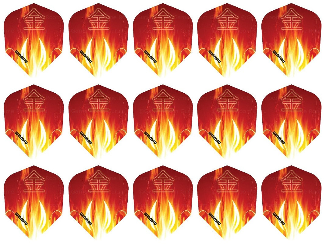 5 New Sets Winmau Mega Standard Dart Flights – Ships w/ Tracking - Golden Fire
