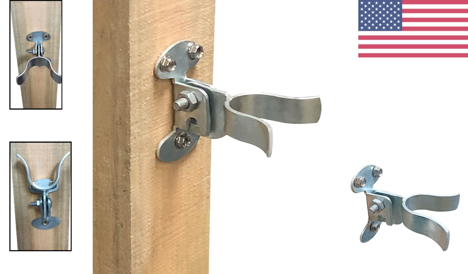 Flat Back Wall Mount Fork Gate Latch 1-3/8" Silver for Chain Link Fences