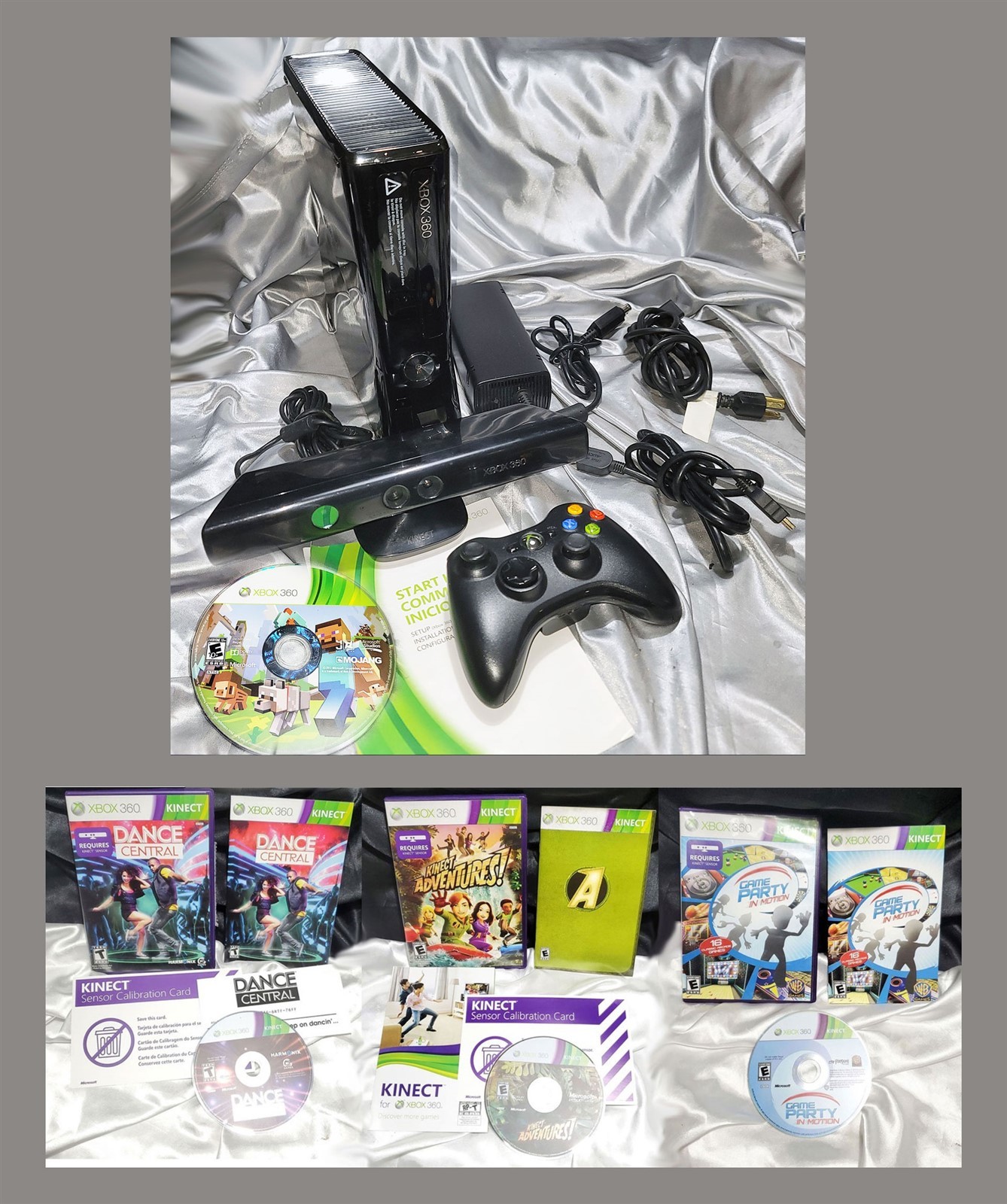 MICROSOFT XBOX 360 S VIDEO GAME CONSOLE BLACK 1439 200GB KINECT & GAMES NICE!