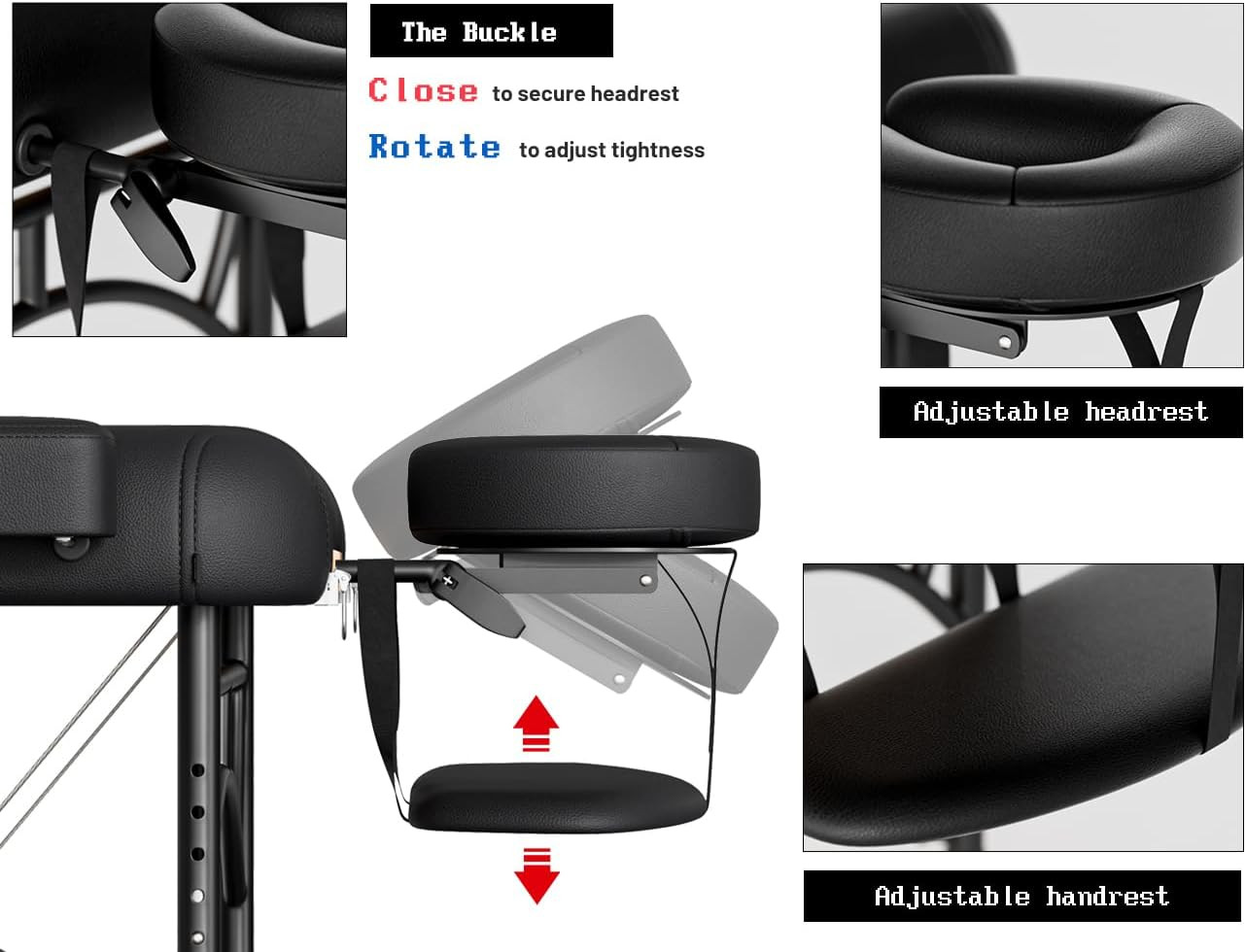 2 Fold Professional Massage Table Portable Hold up to 1100LBS Black | Premium Me