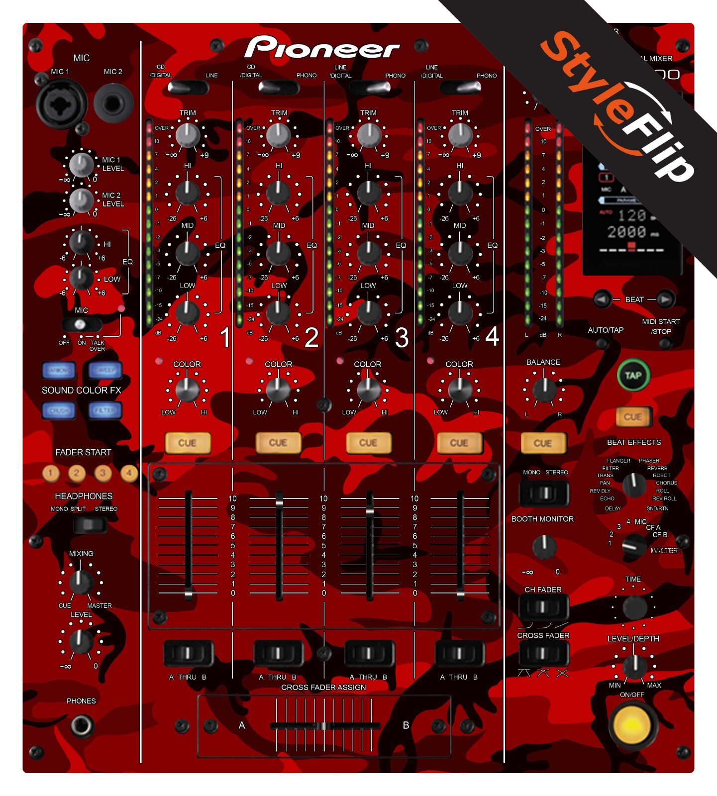 Pioneer DJM-800 | Red Camo | Protective Decal | StyleFlip Skins