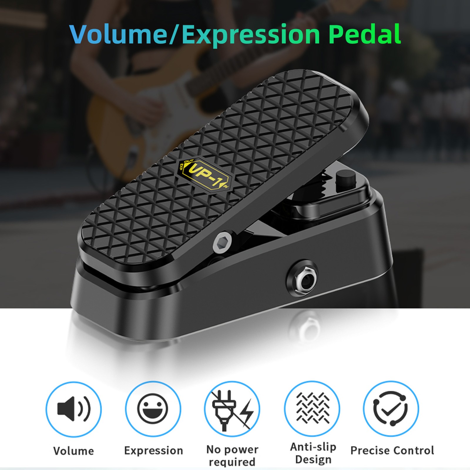 2‑in‑1 Volume Expression Effects Pedal ABS Black Mono‑in Stereo‑out for Guitar