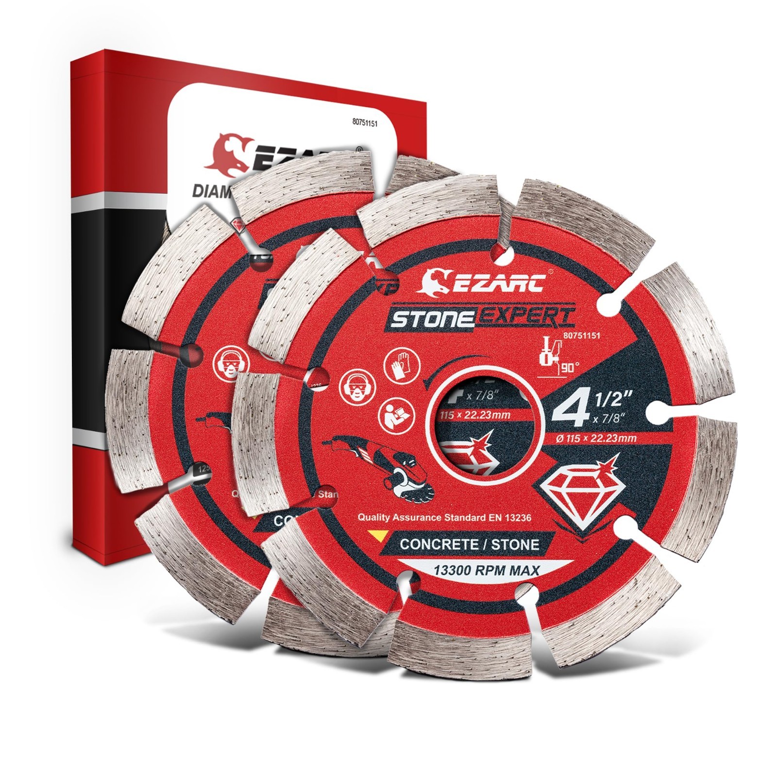 4.5" Segmented Diamond Blade for Angle Grinder - Cut Concrete, Granite, Brick (2