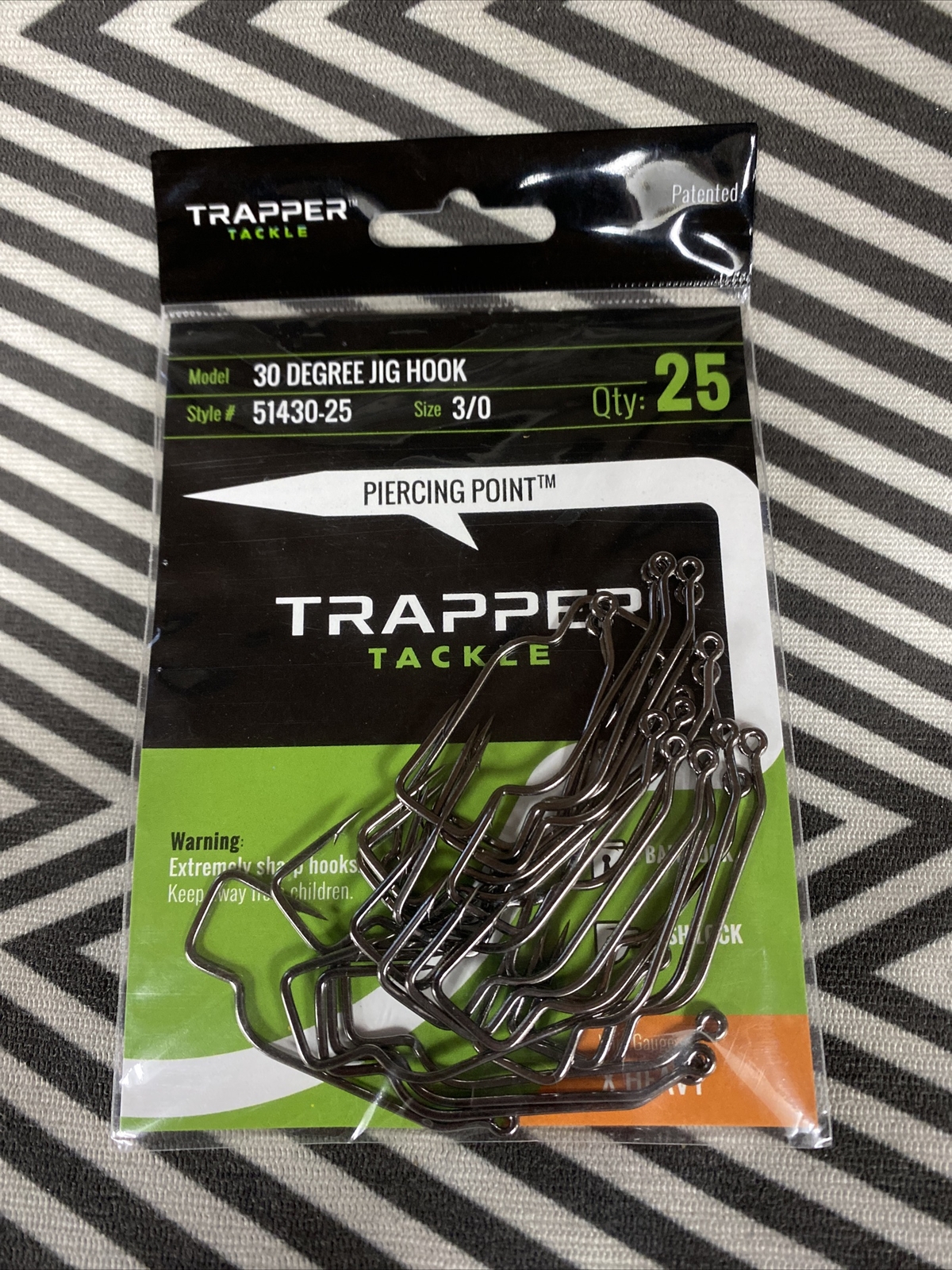 Trapper Tackle 30 Degree Jig Hook 3/0 (25 Pack) X Heavy Fishing Hooks FAST SHIP!