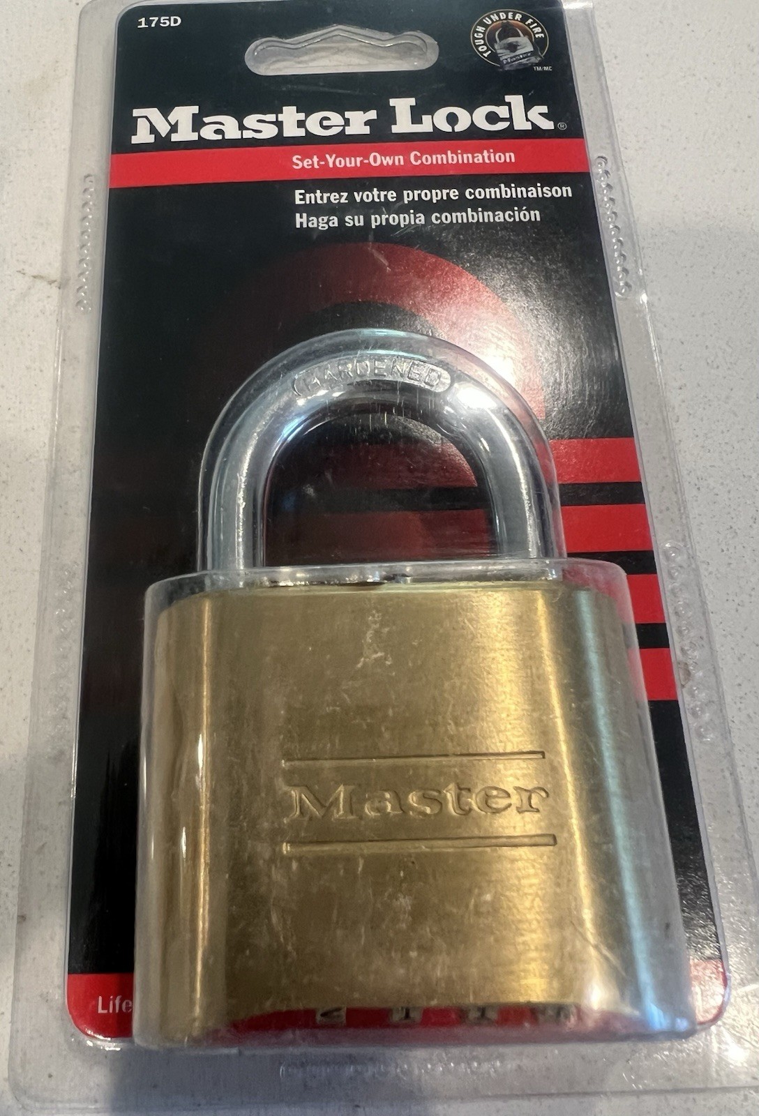 🔥 Master Resettable Combination Padlock 2" wide Brass 175D, New