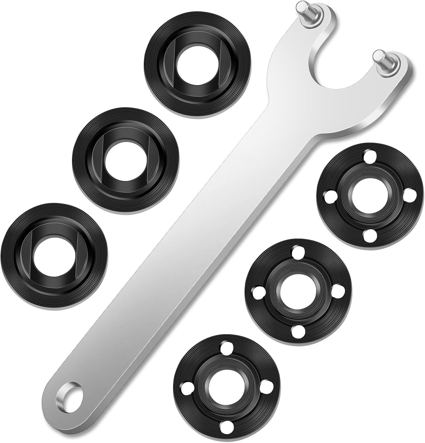 7PCS Angle Grinder Nut Angle Grinder Flange Wrench Kit, 5/8-11 Flange Metal Loc