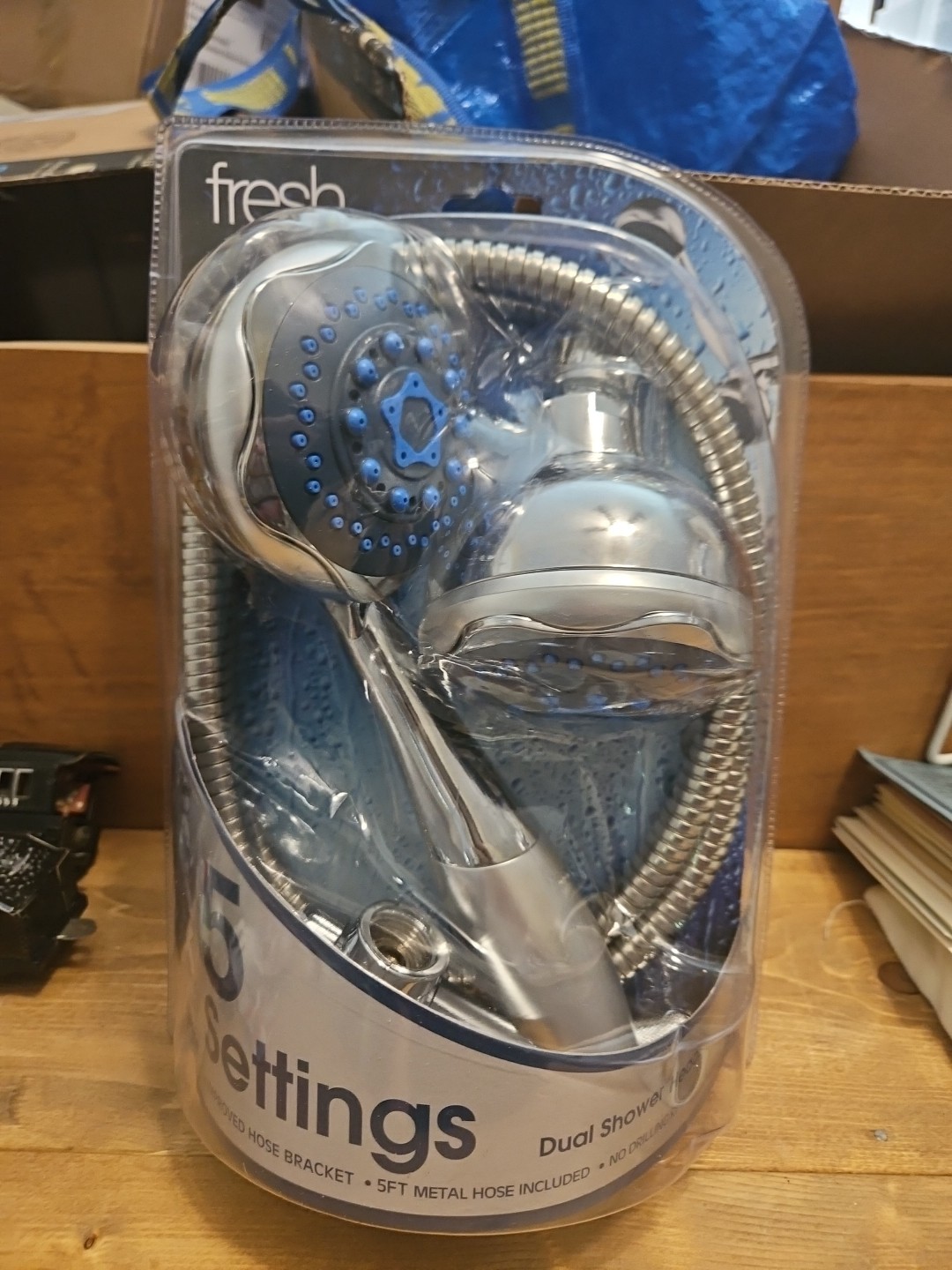 Dual Shower Heads 5 Settings 5 Ft Metal Hose Included Freah Home #655 - F4