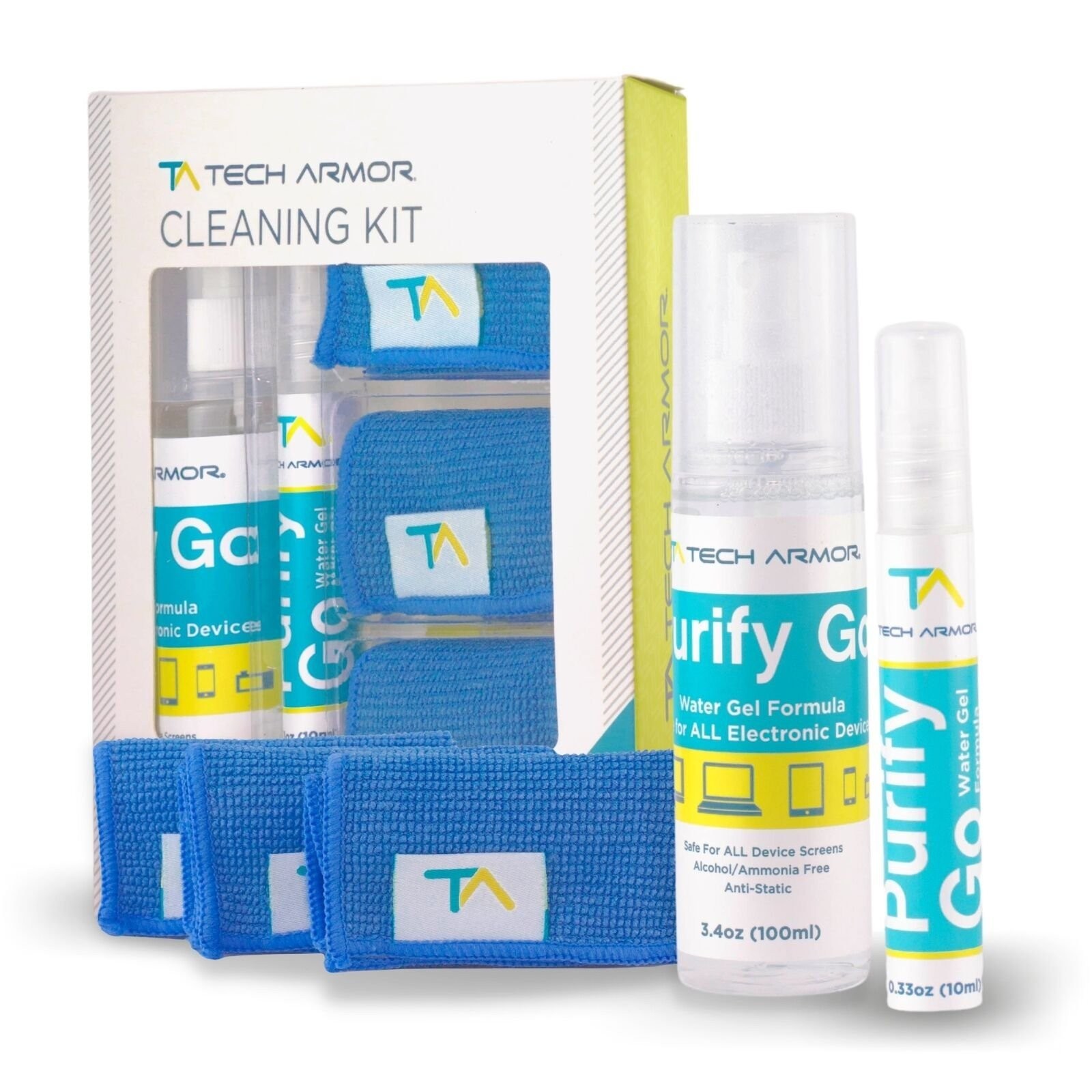 Tech Armor Screen Cleaner Kit –[3.4oz +0.8oz] – Screen Cleaner Spray + 3 Cloths
