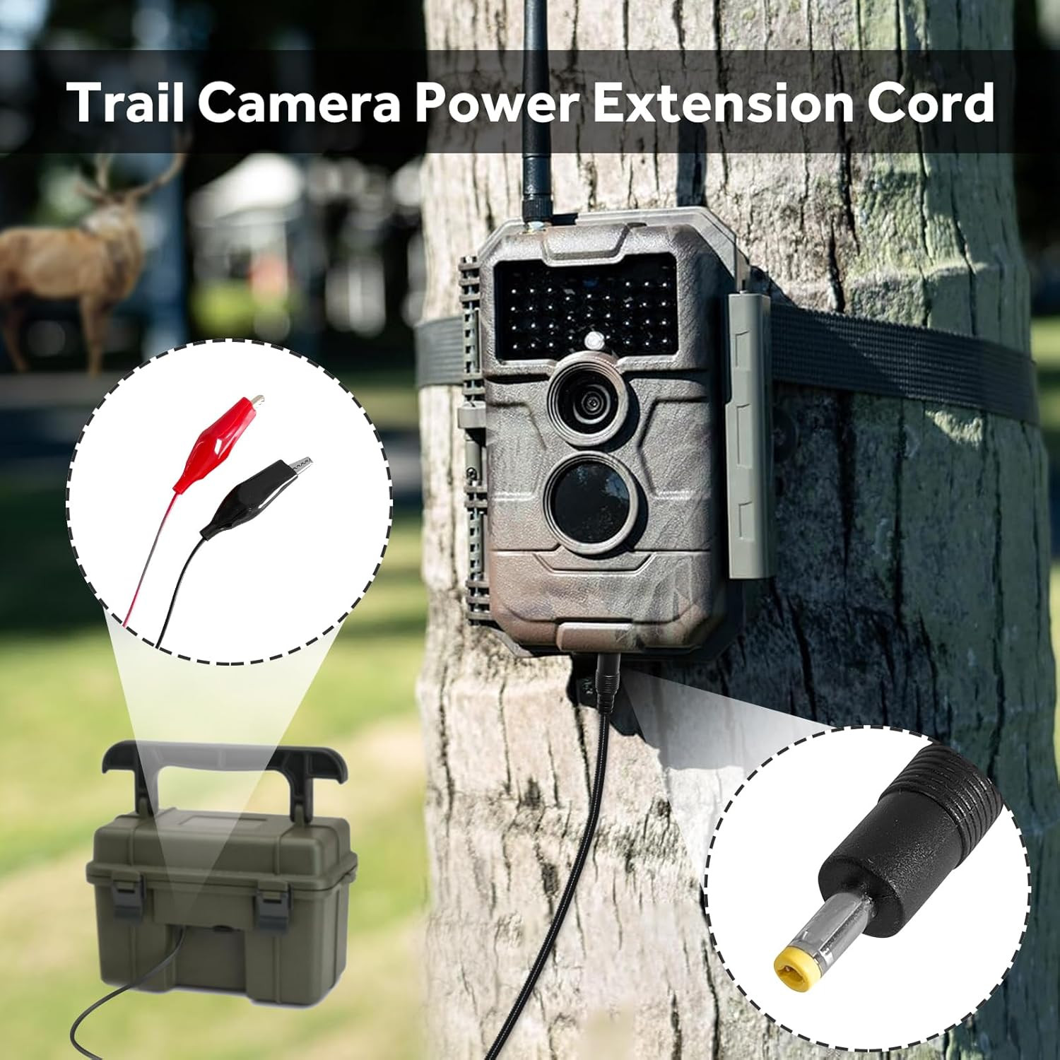Durable Chew-Resistant Power Cable for Trail Cameras, Compatible with Tactacam R