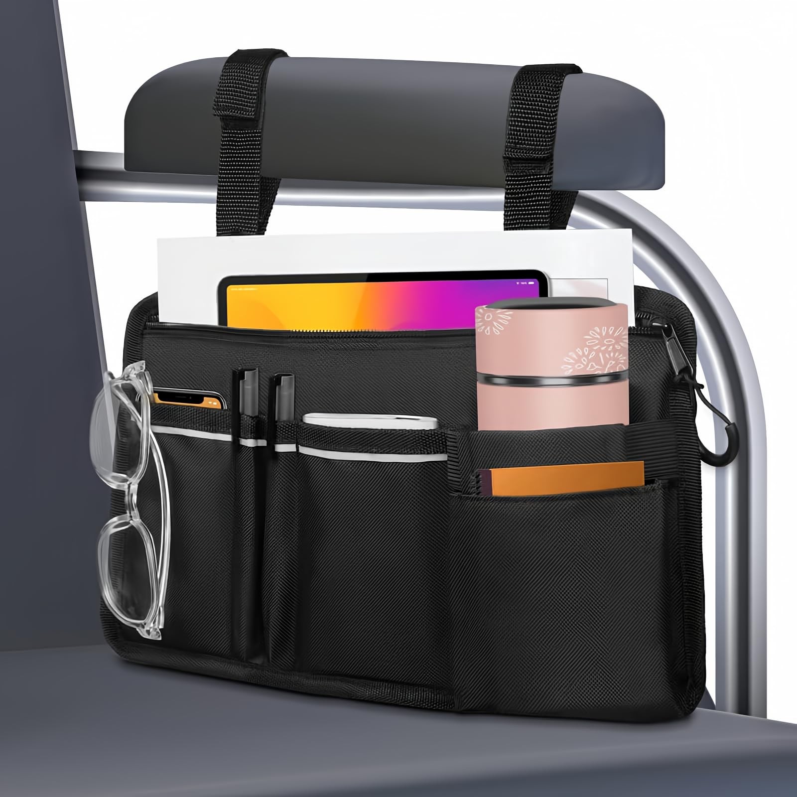 Wheelchair Side Bag, Armrest Accessories Storage with Reflective Stripe and C...