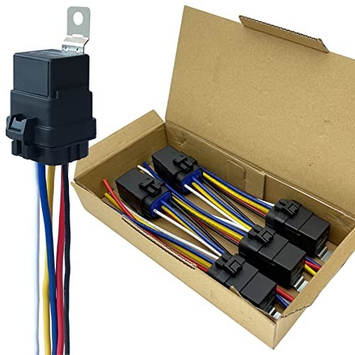 irhapsody 5 Pack 40/30 AMP 12V DC Waterproof Relay Kit with Heavy-Duty Pigtail