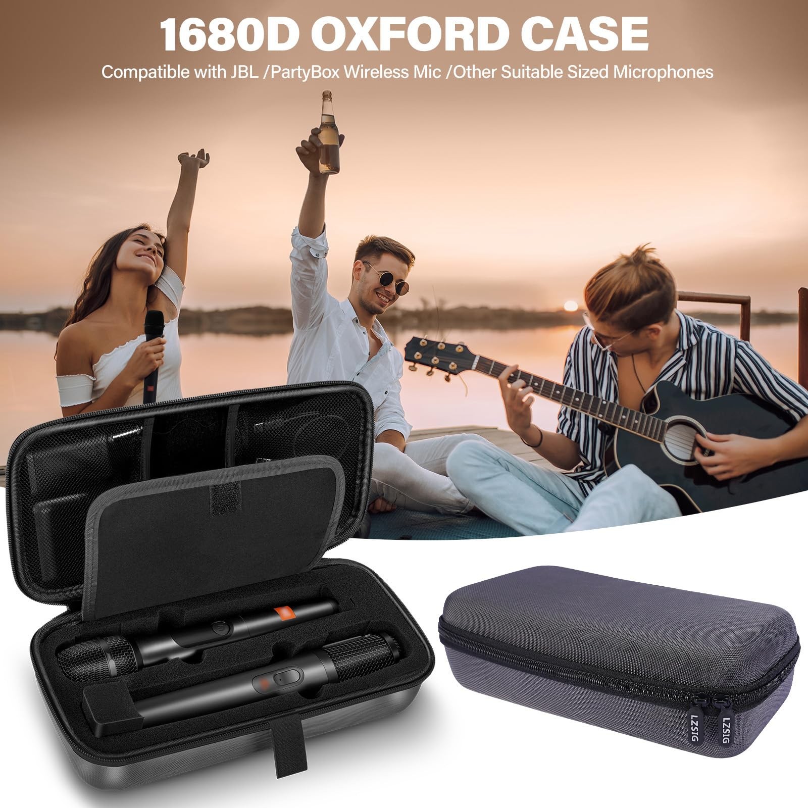 Wireless Microphone Case Compatible with JBL 9 to 10.2 inches, Upgrade-Grey