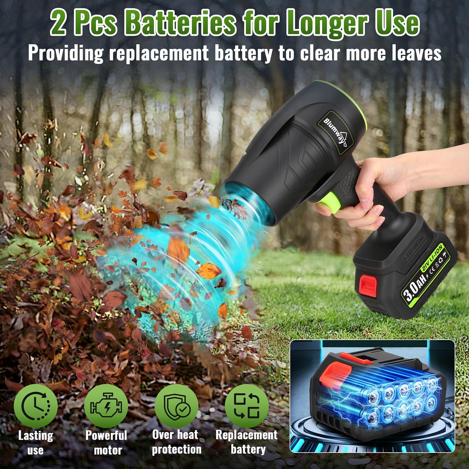 Leaf Blower Cordless with Battery, Handheld Leaf Blower, Cordless Leaf Blower...