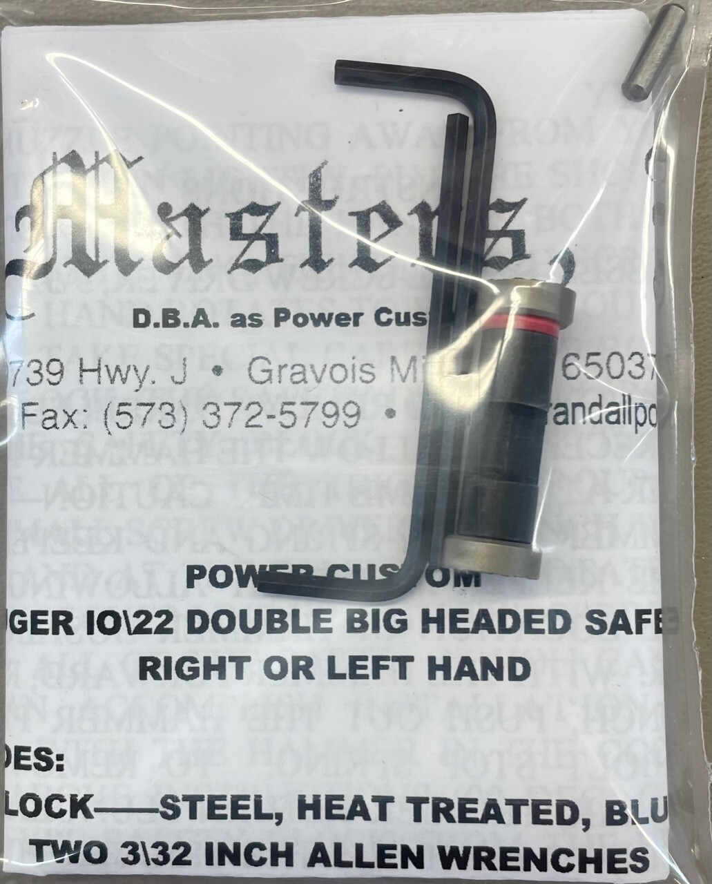 Power Custom® Ambi Big Head Safety Ruger 10/22®, 10/22® Magnum S/S Buttons