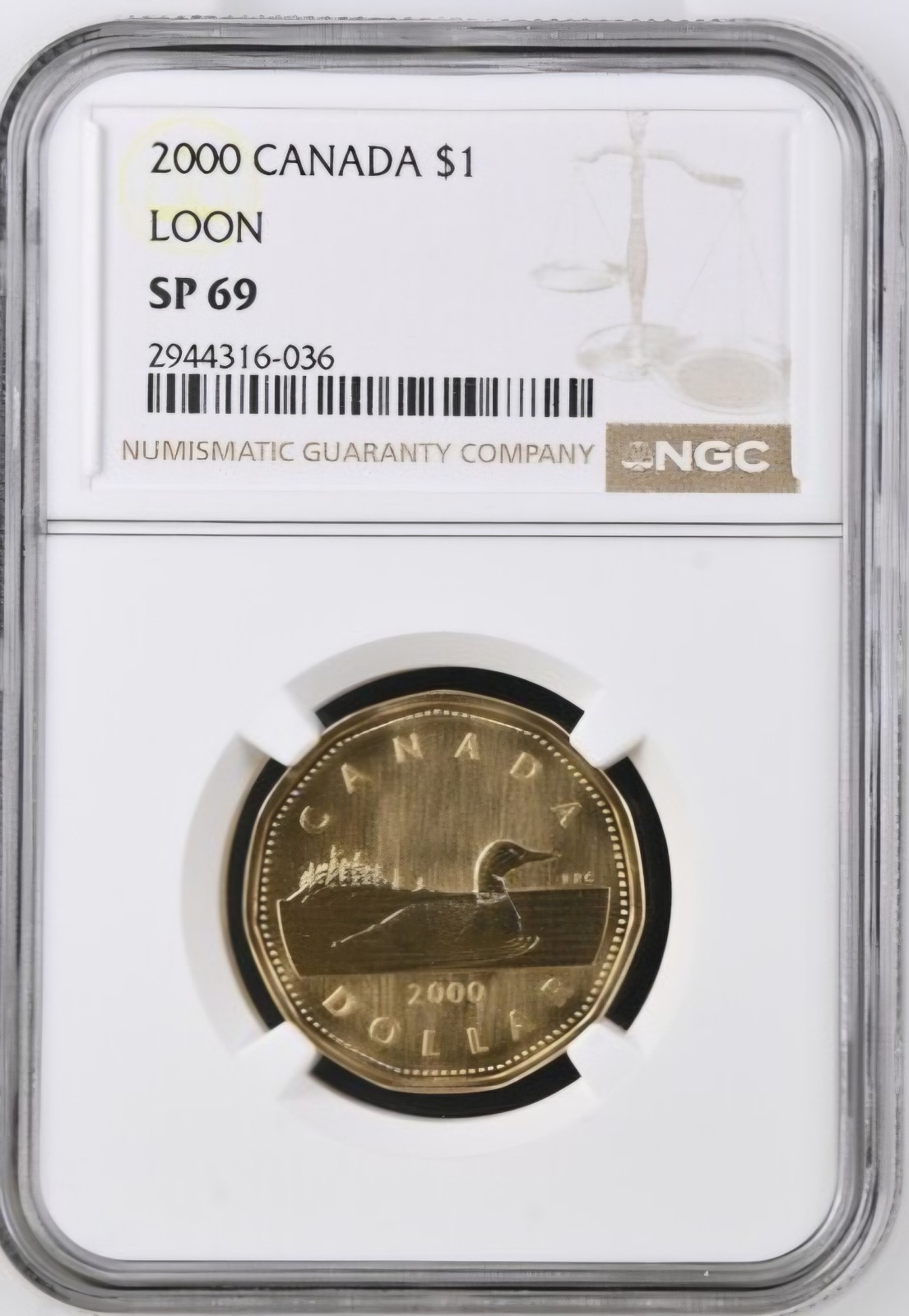 TOP POP - 2000 Canada $1 Loon Specimen NGC SP 69
