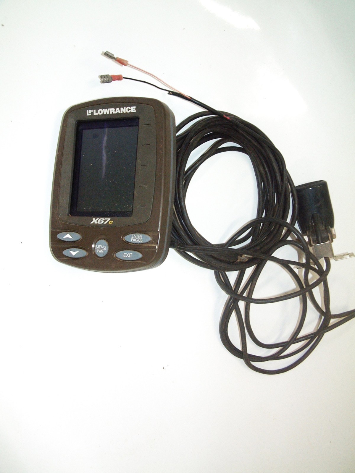 Lowrance X67C Fish Finder Sonar Head Unit Transducer W/Cable Untested, for parts