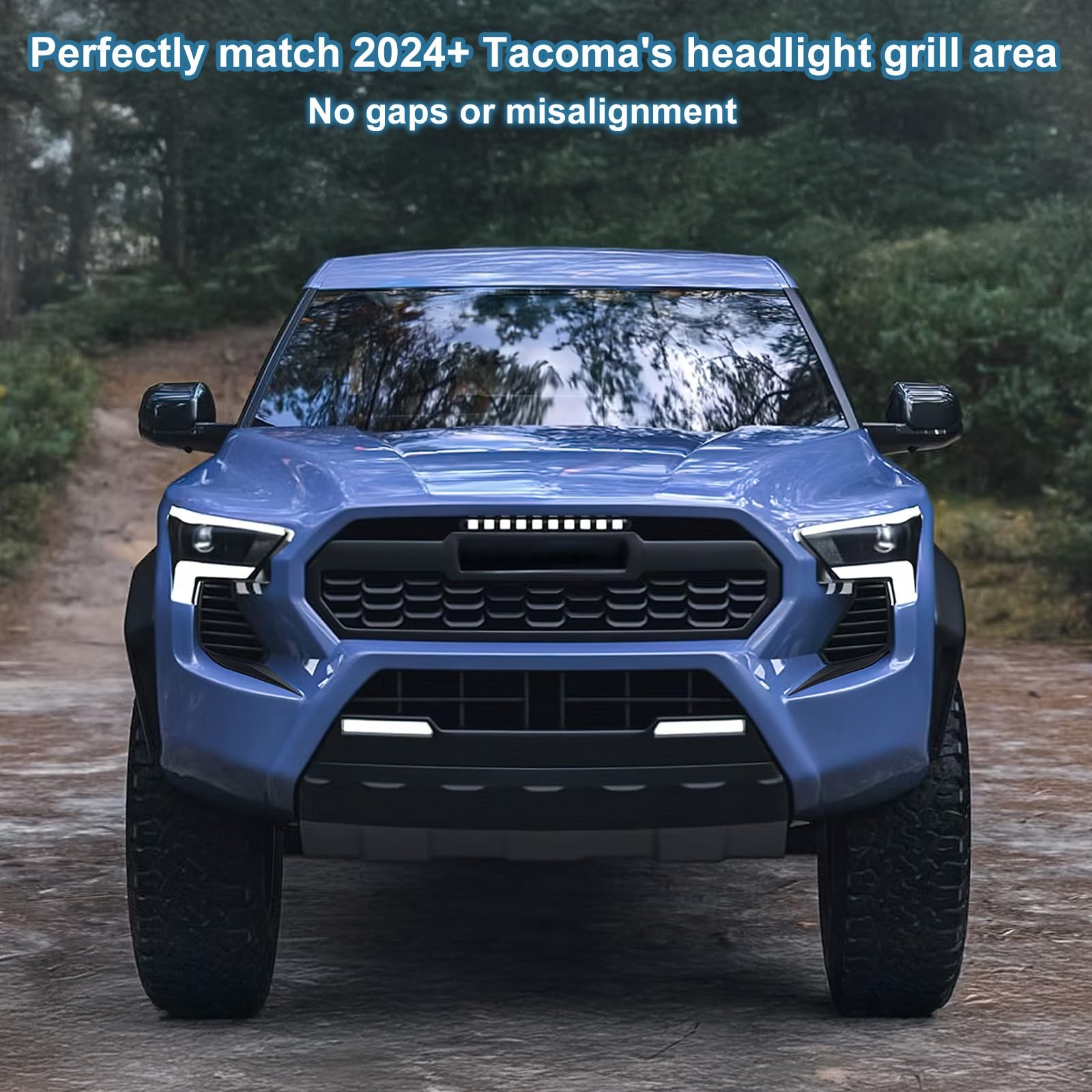 Front Side Grille Patch Decor Compatible with 2024 2025 2026 Black, Black