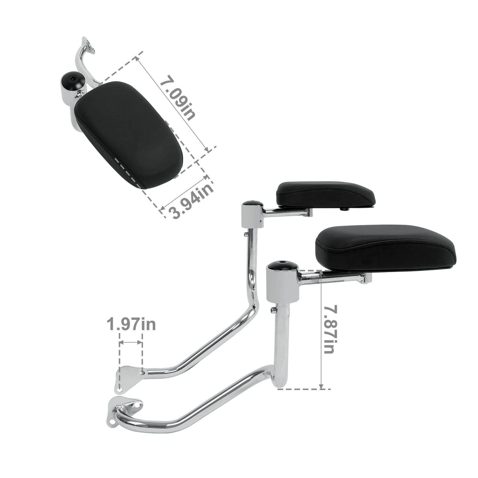 Passenger Armrest for Chieftain Roadmaster Springfield Challenger Black Chrome