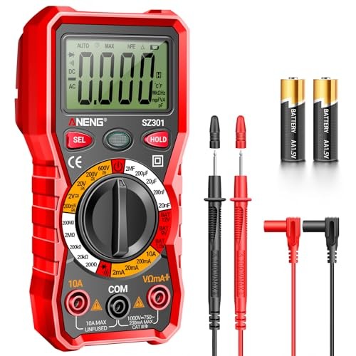 Multimeter with Case,Ohm Volt Amp Red SZ301 (Ordinary Display Screen)