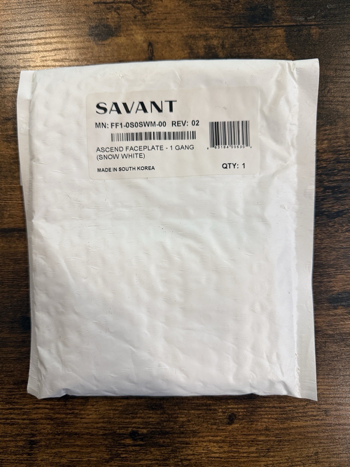 SAVANT  |  Ascend Faceplate  |  FF1-0S0SWM-00  |  Snow White  |  FREE SHIPPING
