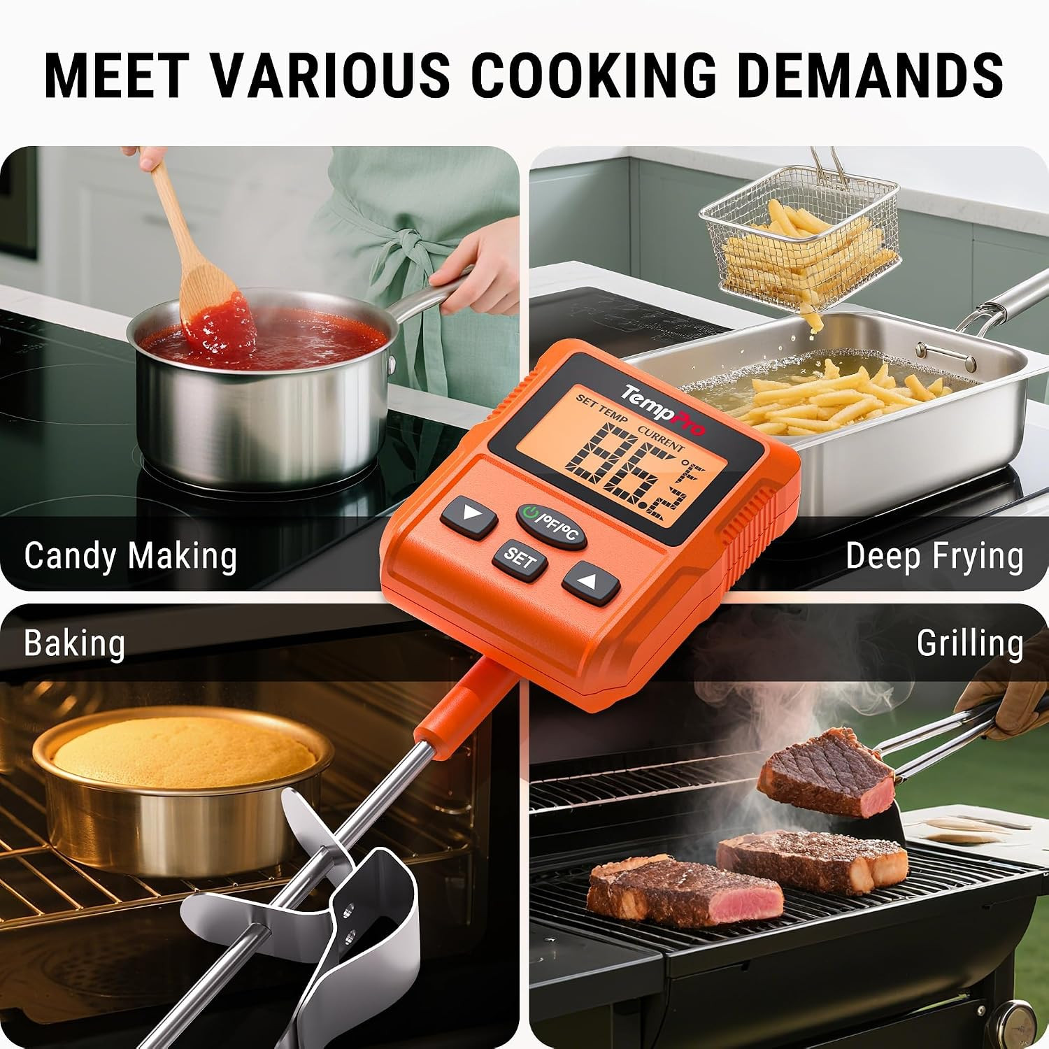 Tempdip Programmable Candy Thermometer with Pot Clip | Instant Read Deep Fryer O