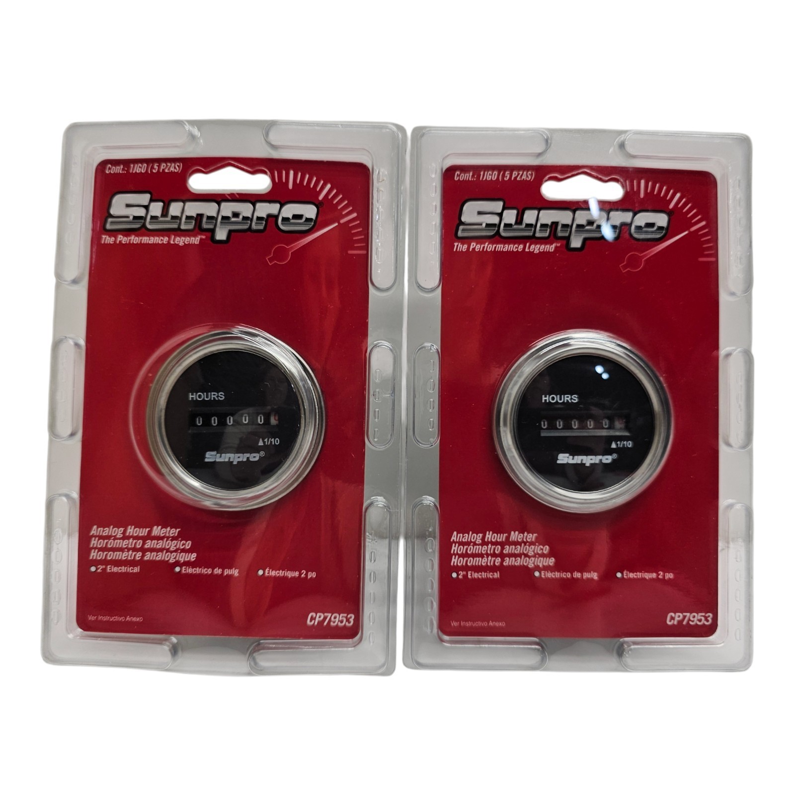 Sunpro CP7953 Analog Hour Meter 2 in Electrical 12-24V Lot of 2 NOS