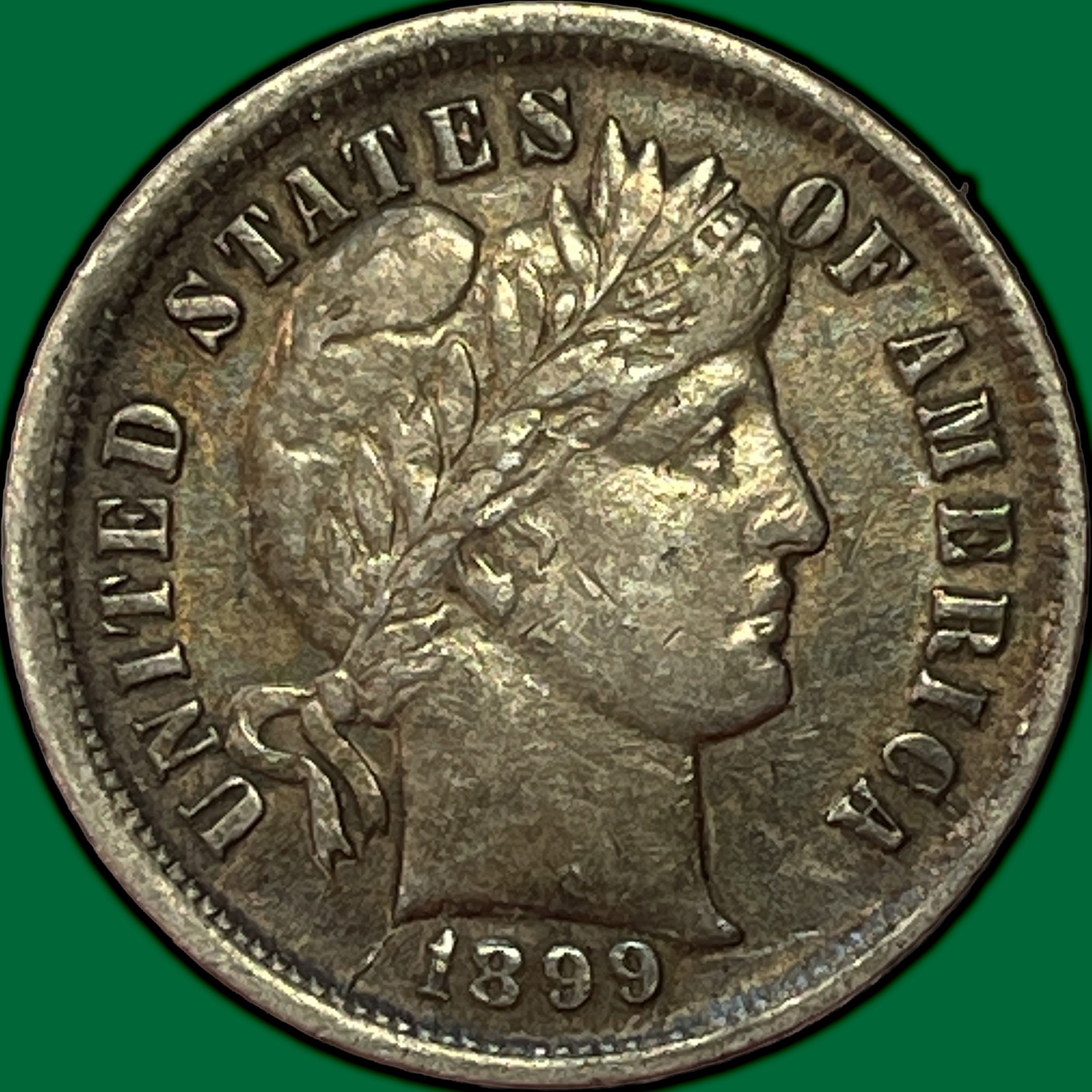 1899 Barber Dime Almost Uncirculated AU Coin #44057