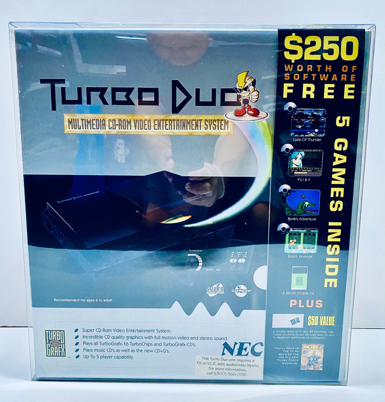 1 Console Box Protector For TURBO DUO Custom Made Clear Display Case Turbografx