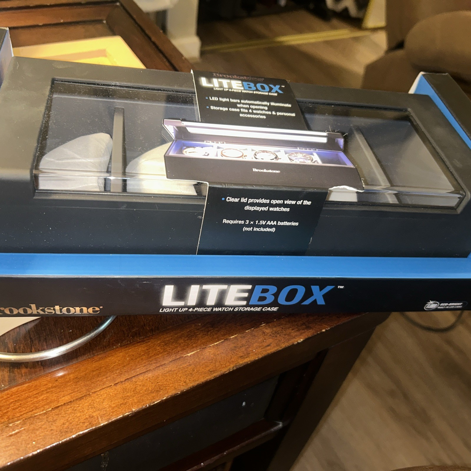 Brookstone LiteBox LED Light Up 4-Piece Watch Storage Case For Displaying Watch