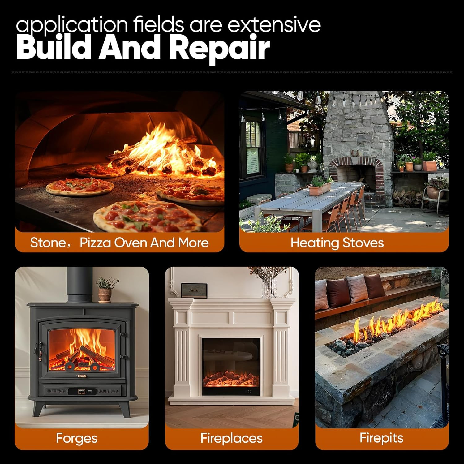 11 LBS Refractory Mortar, 2600°F High Temperature Mortar for Masonry -Fire Refra