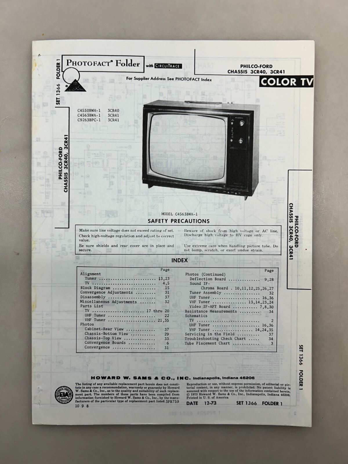 Philco 3CR40 3CR41 Service Manual Sams Photofact Free Shipping