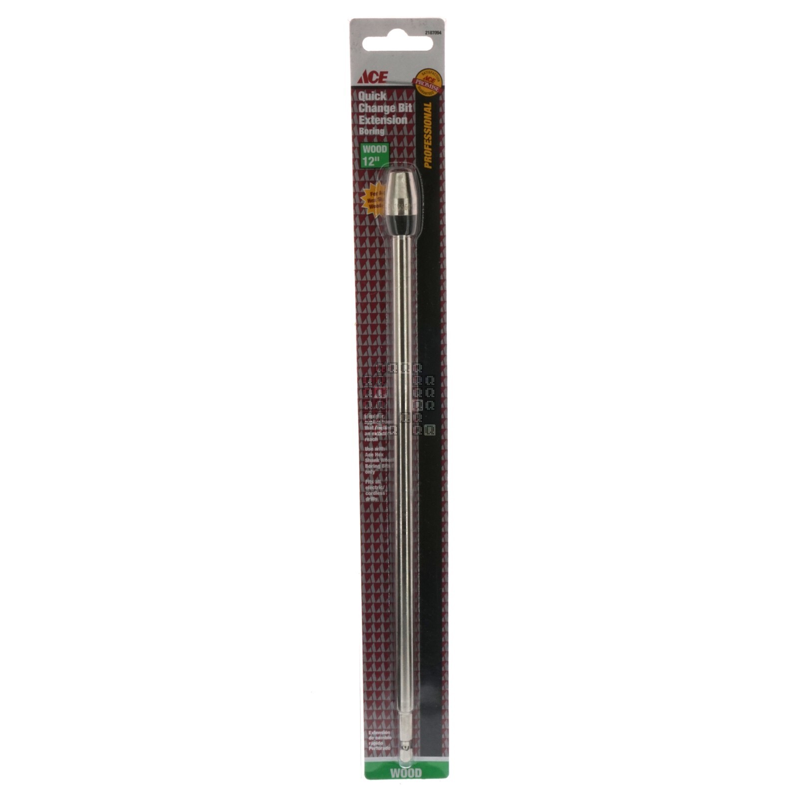 ACE Hardware 2187094 Wood 1/4" Hex Drive Quick Change Boring Bit Extension, 12"