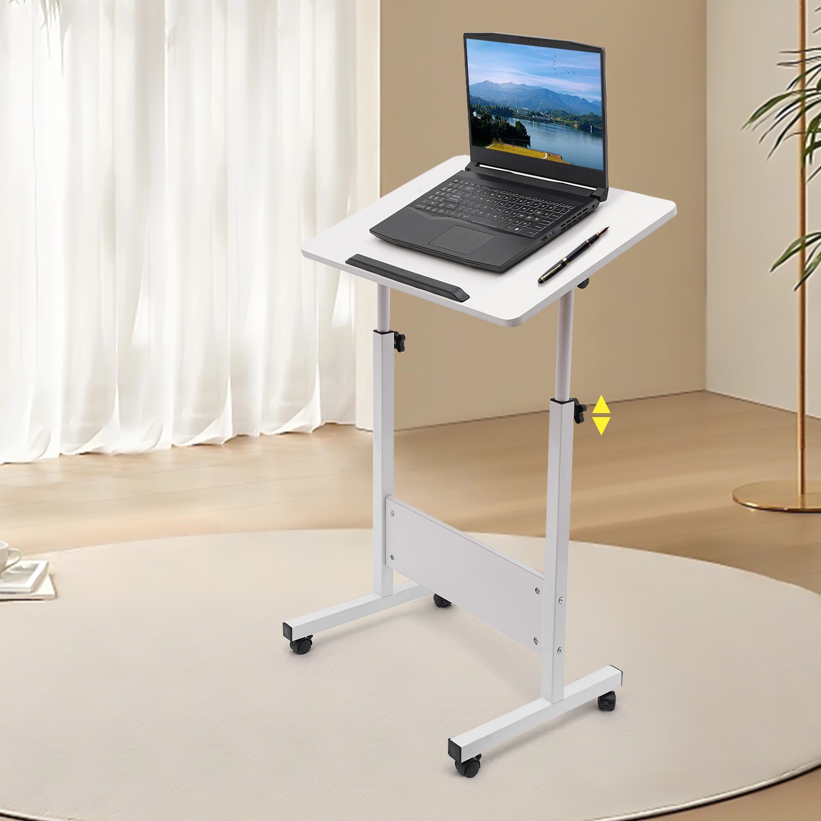 Adjustable Height Standing Desk, Portable Laptop Desk, Rolling Computer StandUS