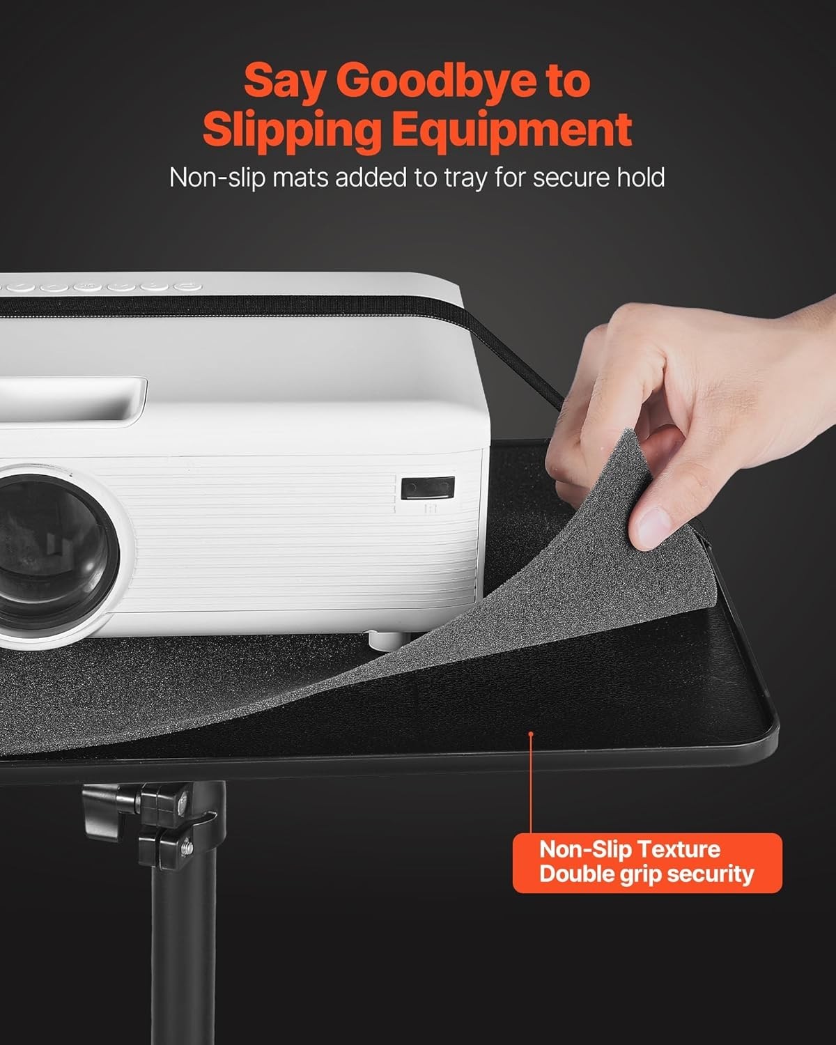 Heavy-Duty Projector Stand with Adjustable Height & 360° Rotation – Black