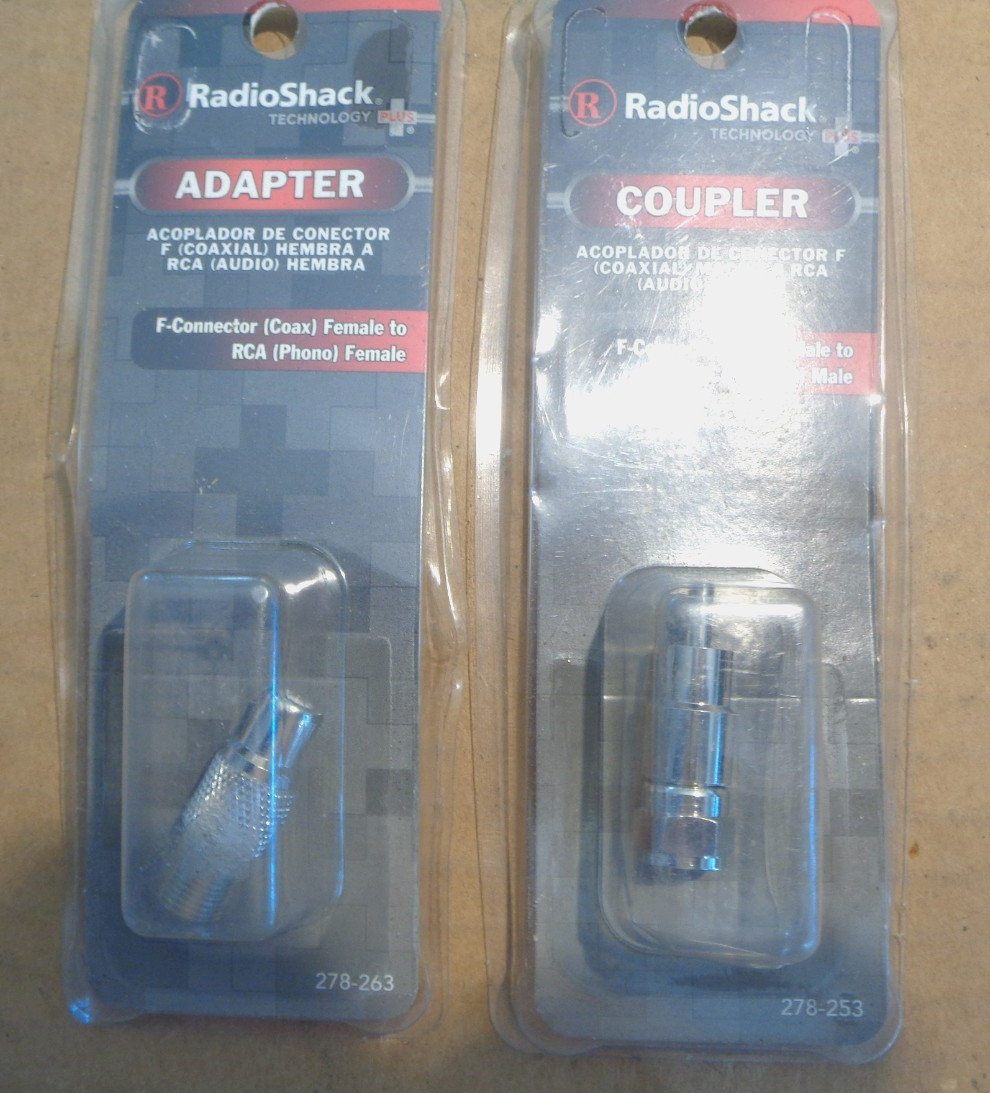 New Radio Shack Adapter F Coax Female To RCA Male 278-263 & 278-253 F M to RCA F