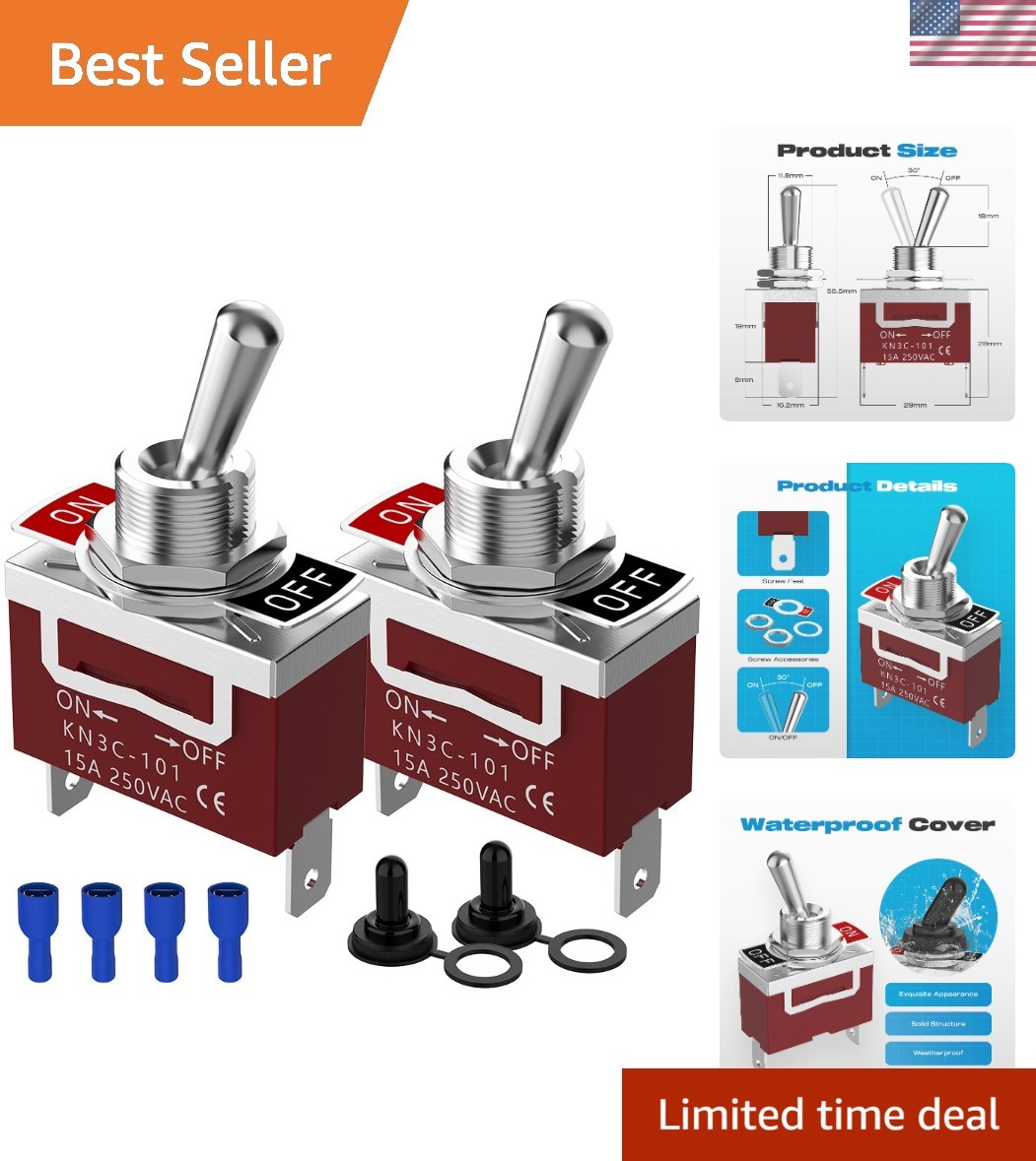 Durable Waterproof Toggle Switches 30A for Vehicles & Boats - Easy Install