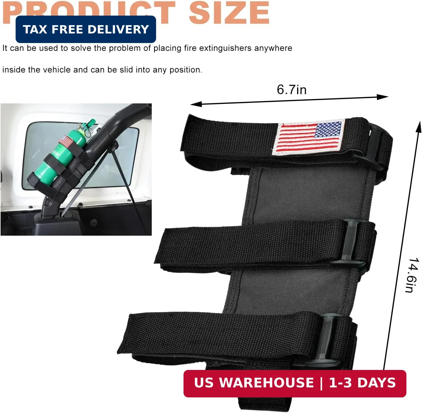 Fire Extinguisher Holder Adjustable Roll Bar Mount Bracket for Car Truck