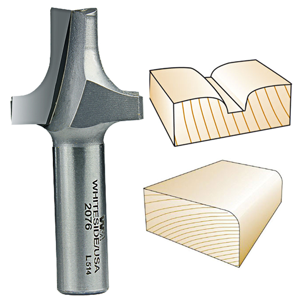 Whiteside Round Over and Edge Trim Bit, 1/2 in. SH x 3/8 in. R
