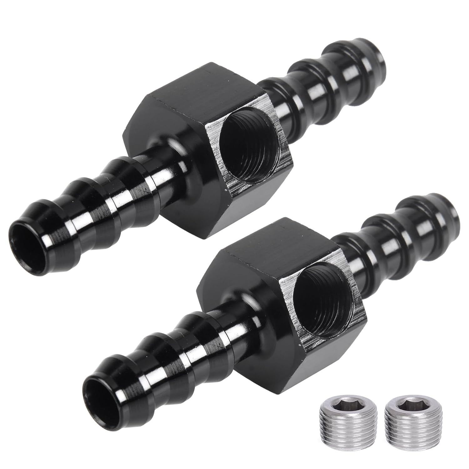 5/16" Barb Inline Fuel Pressure Gauge Fitting Adapter with 1/8 NPT Plug Fitting