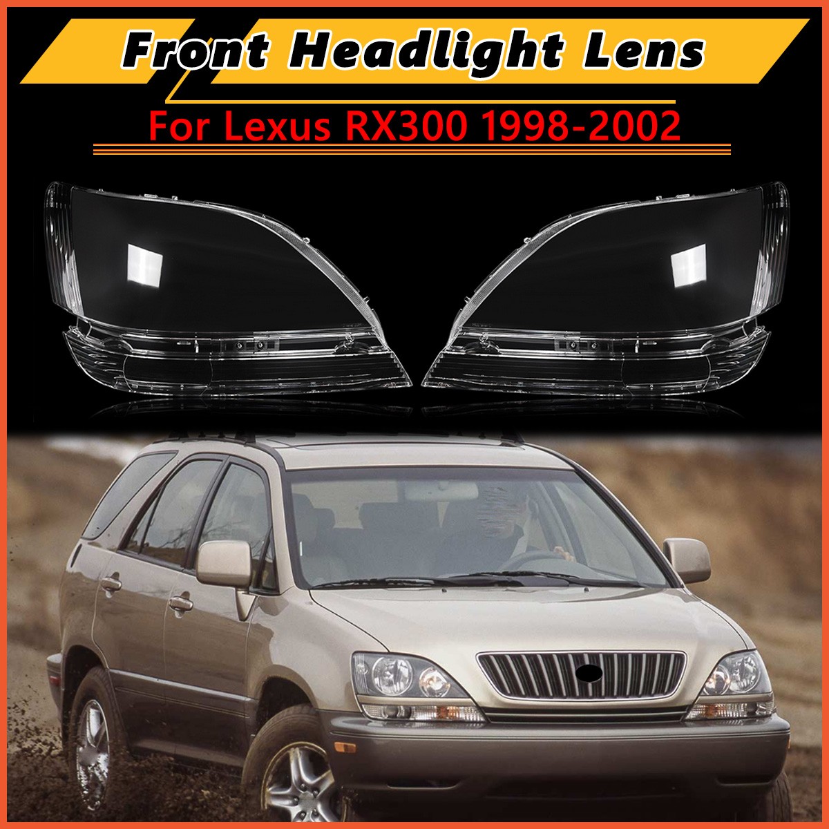 For Lexus RX300 1998-2002 Pair Clear Front Headlight Headlamp Lens Cover Replace