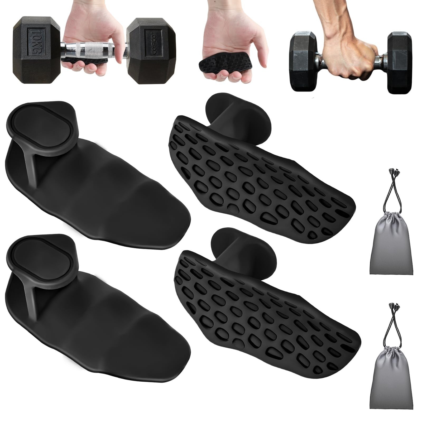 4-PCS Rypt Grip for Weight Lifting Deadlift Rows-Rubber Anti-Slip Ergonomic L...