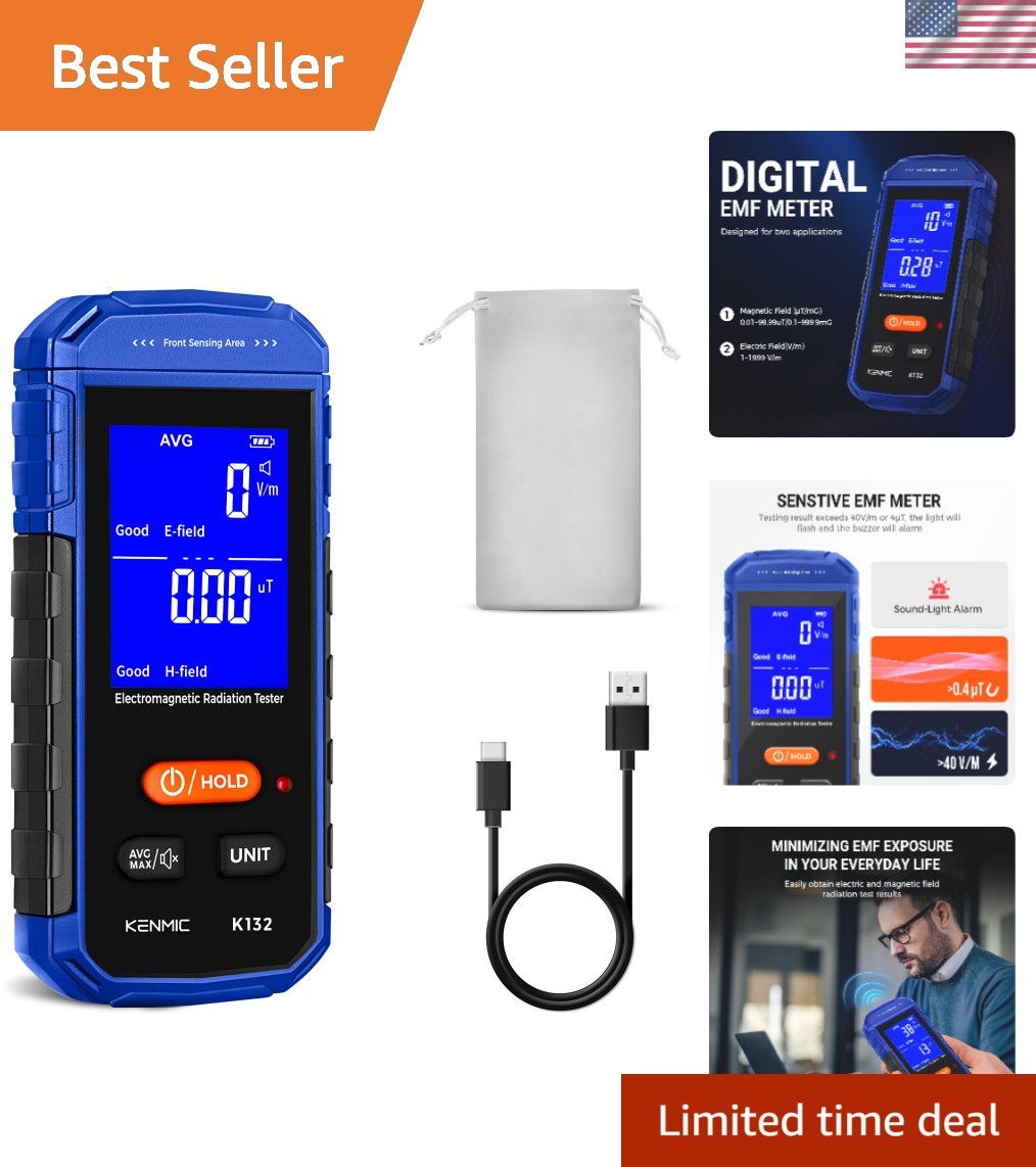 Rechargeable Blue EMF Meter - Compact Handheld Detector for Home & Outdoors