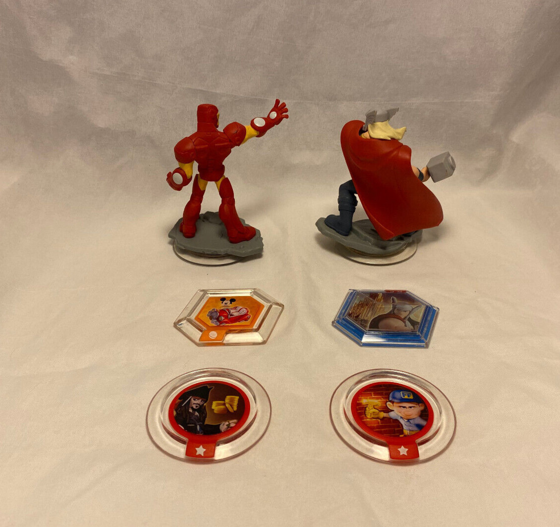 Disney Infinity 2.0 Marvel Avengers Thor & Iron Man Figures w/ Power Discs