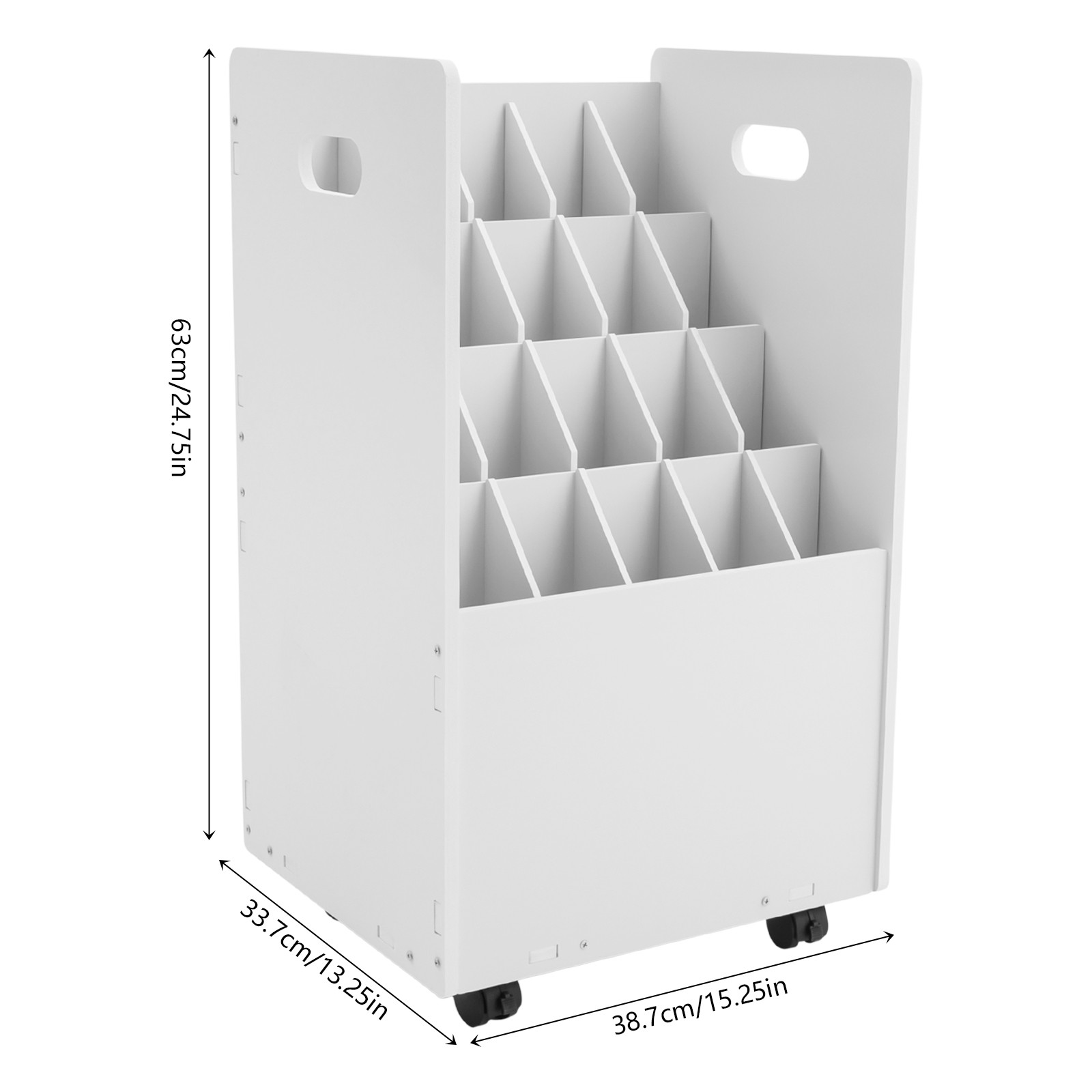 20-slot Roll File Organizer, Movable File Storage Cart, Roll Document Holder