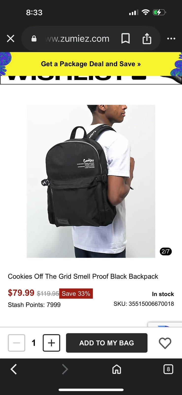 Cookies Smell Proof Backpack Black Zip Closure