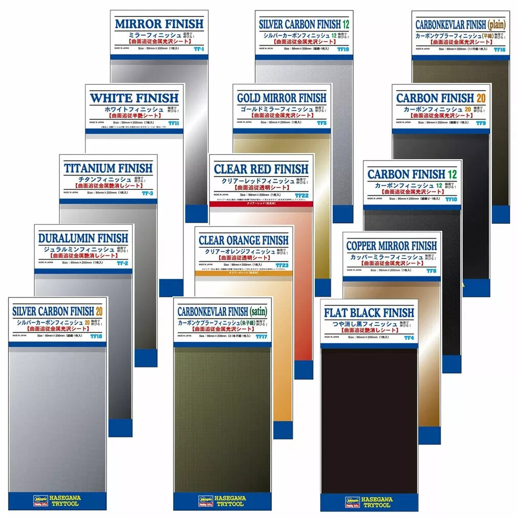 HASEGAWA TRYTOOL Finish Sticker Sheet TF1～TF9 series 90mm×200mm MADE IN JAPAN