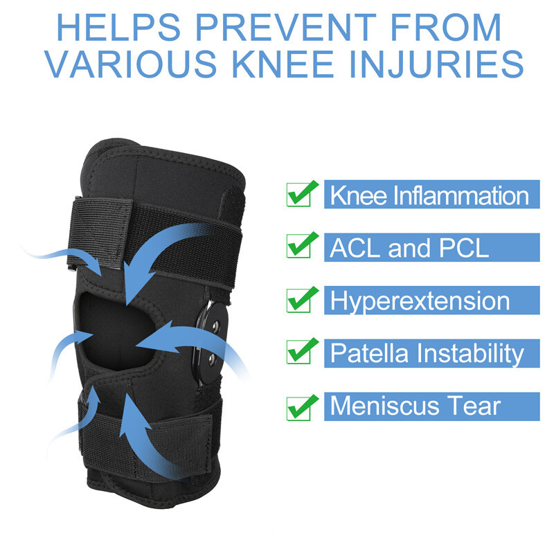 Hinged Knee Brace Compression Sleeve Joint Support Open Patella Stabilizer Wrap