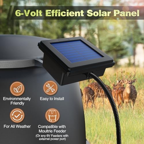 6V Deer Feeder Solar Panel, Efficient Solar Panel Charger with 5FT